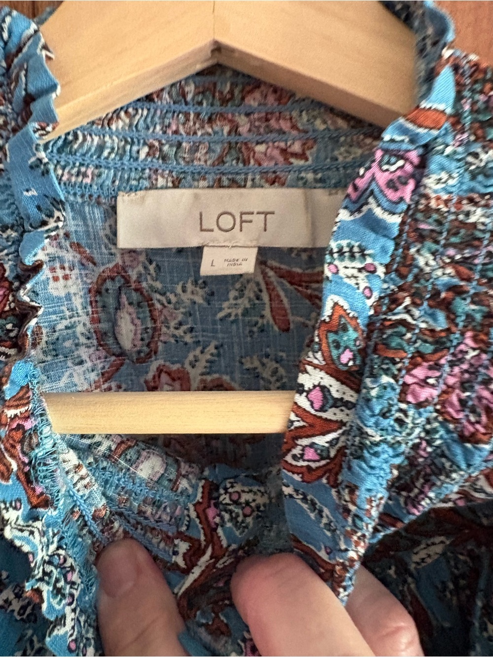 Loft Paisley Pattern Long Sleeve Blouse Size Large - Picture 5 of 5